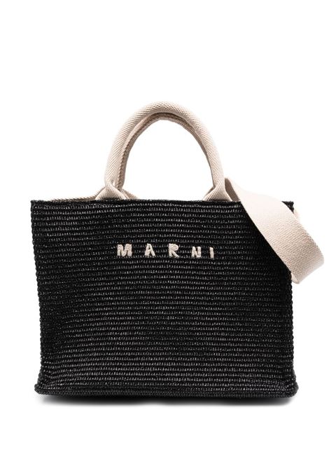 small rafia tote bag woman black MARNI | SHMP0077U0 P3860Z1Q44